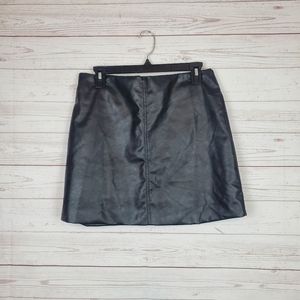 Black faux leather mini skirt